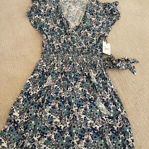 Floral Blue and White Dress